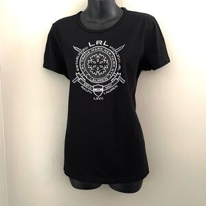 Ralph Lauren Black Tee with Large Embroidered Logo